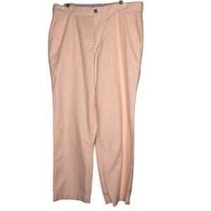 IZOD Performance cOTTON Straight Dress Pant Comfort Flat Front Salmon golf 36/30